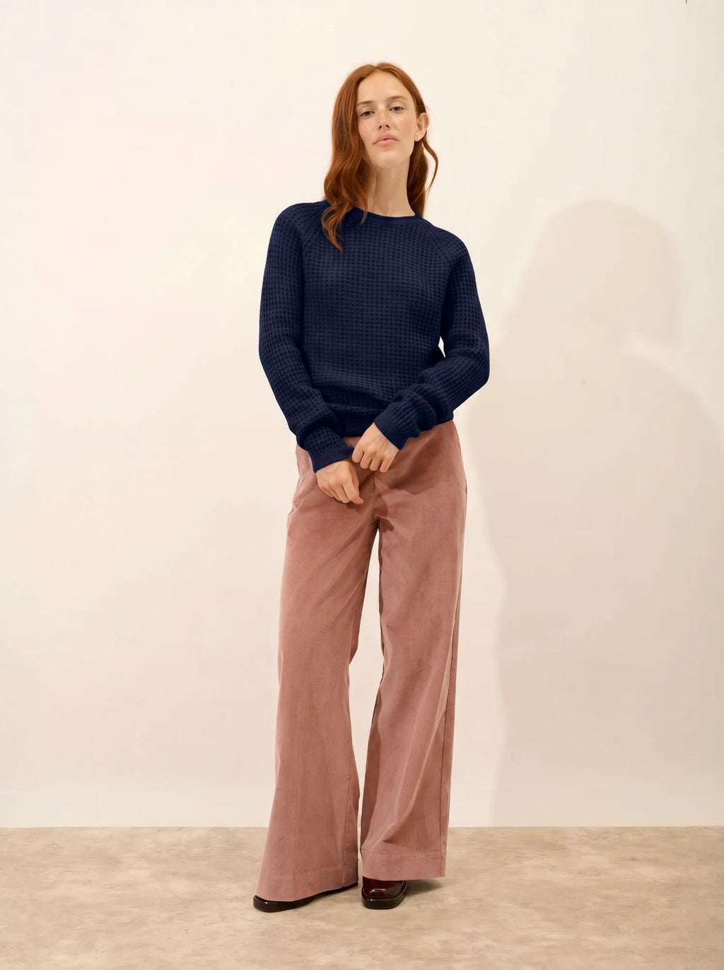 ASTRÉE Pull Col Rond 6 Fils Bleu Marine