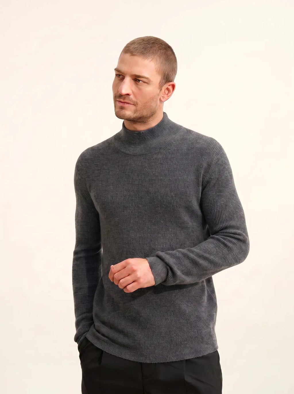 EVA Pull Col Montant Anthracite Chiné