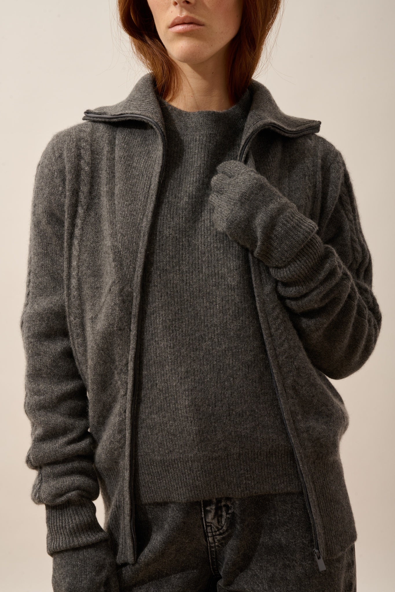 YANN gants 4 fils anthracite chiné