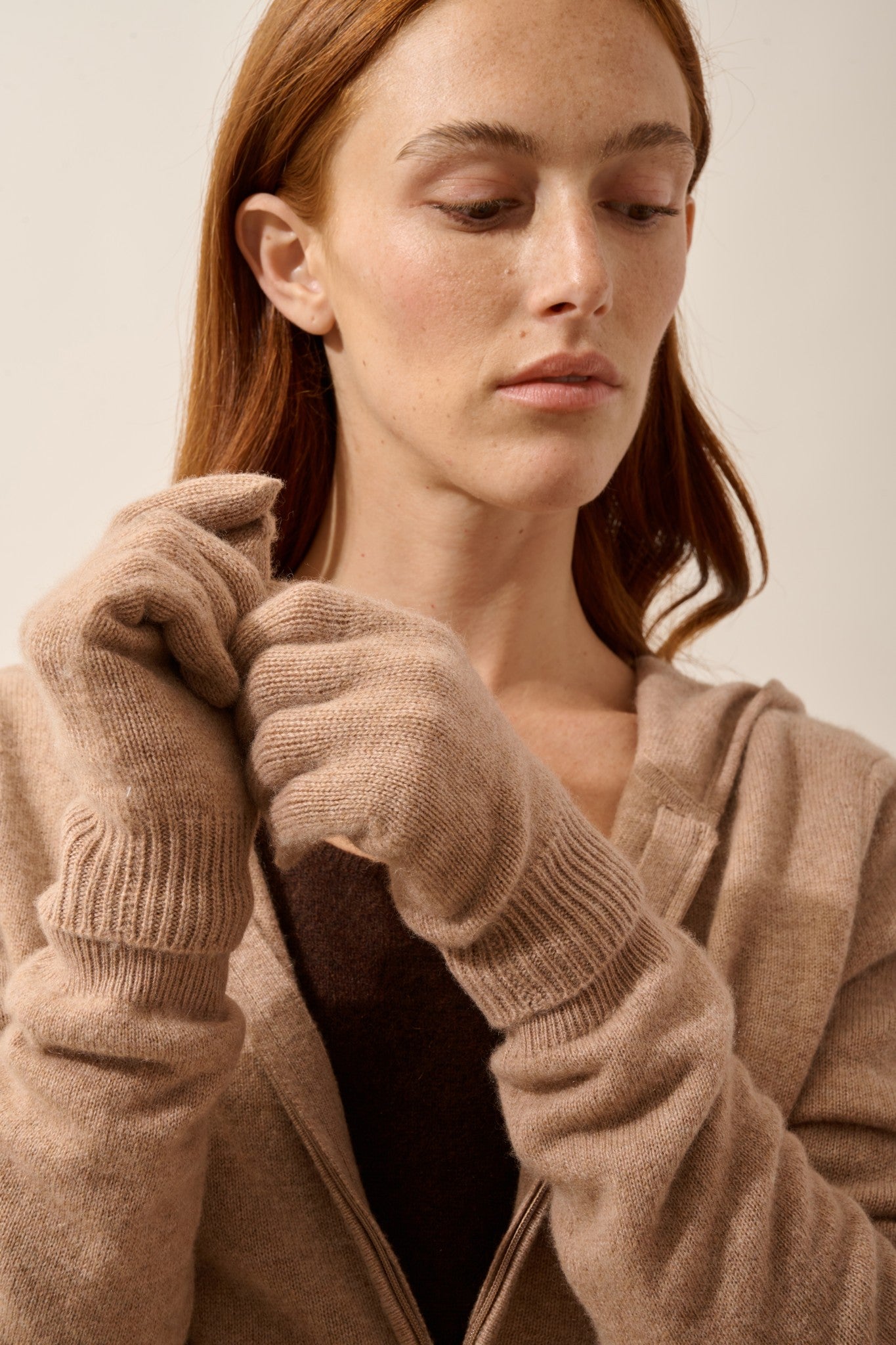 yann gants 4 fils taupe chiné 100% cachemire