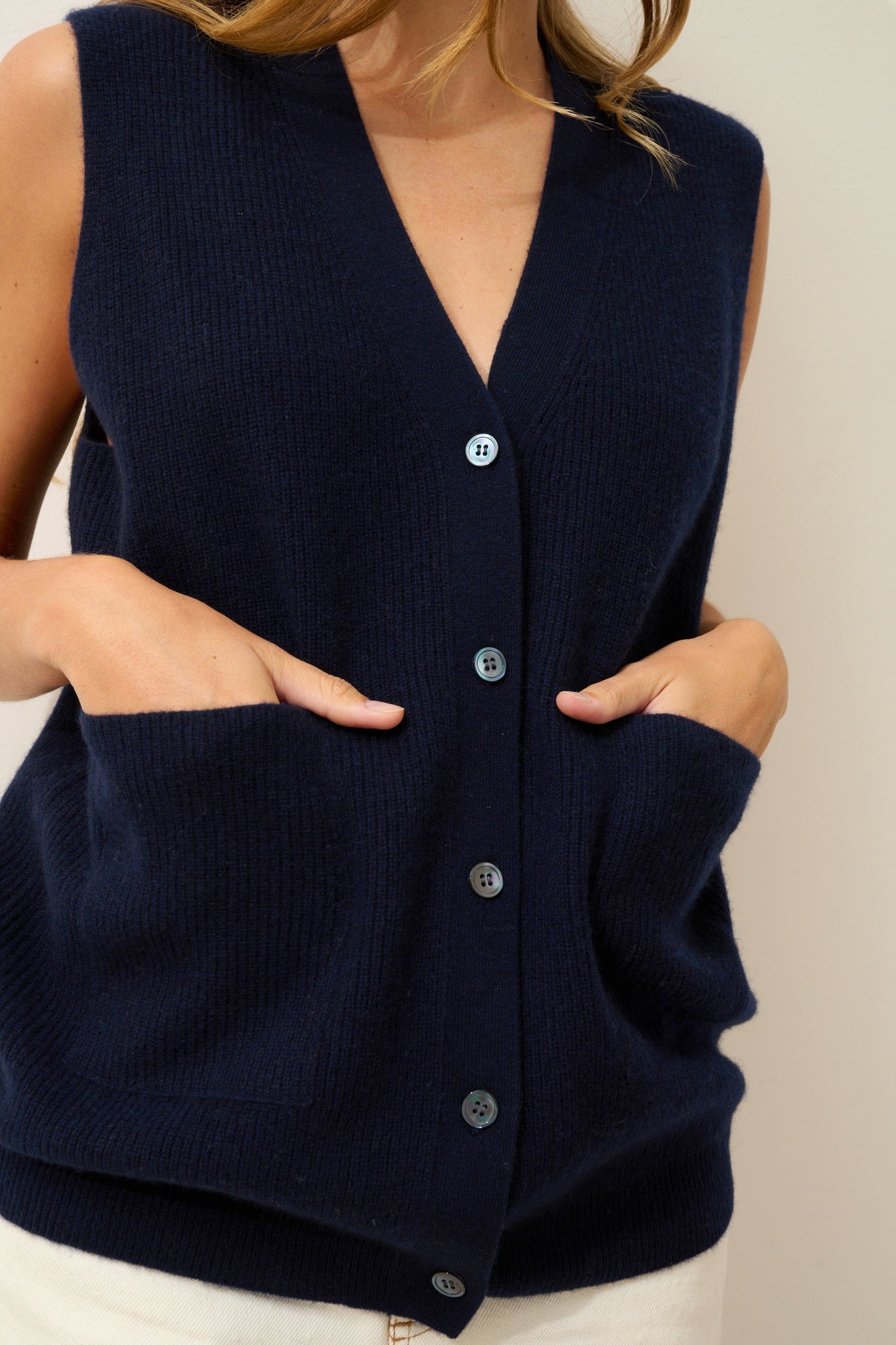 YASMINE cardigan col v navy
