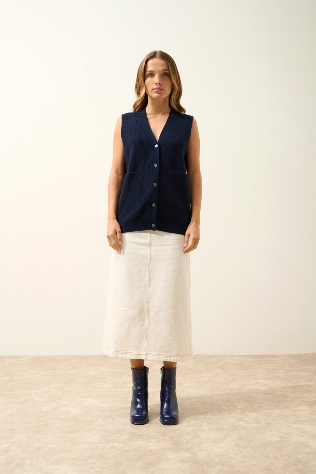 YASMINE cardigan col v navy