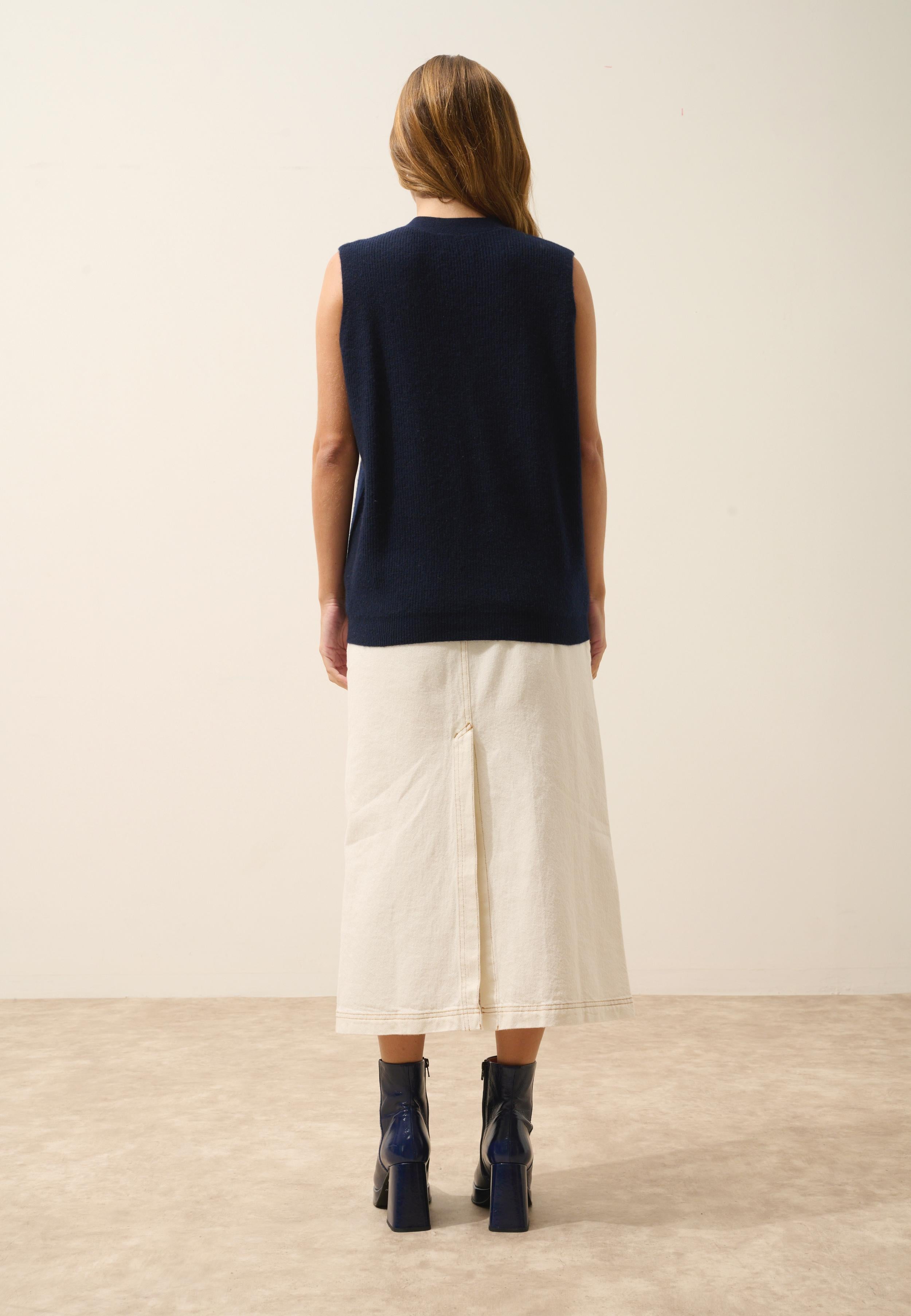 YASMINE cardigan col v navy