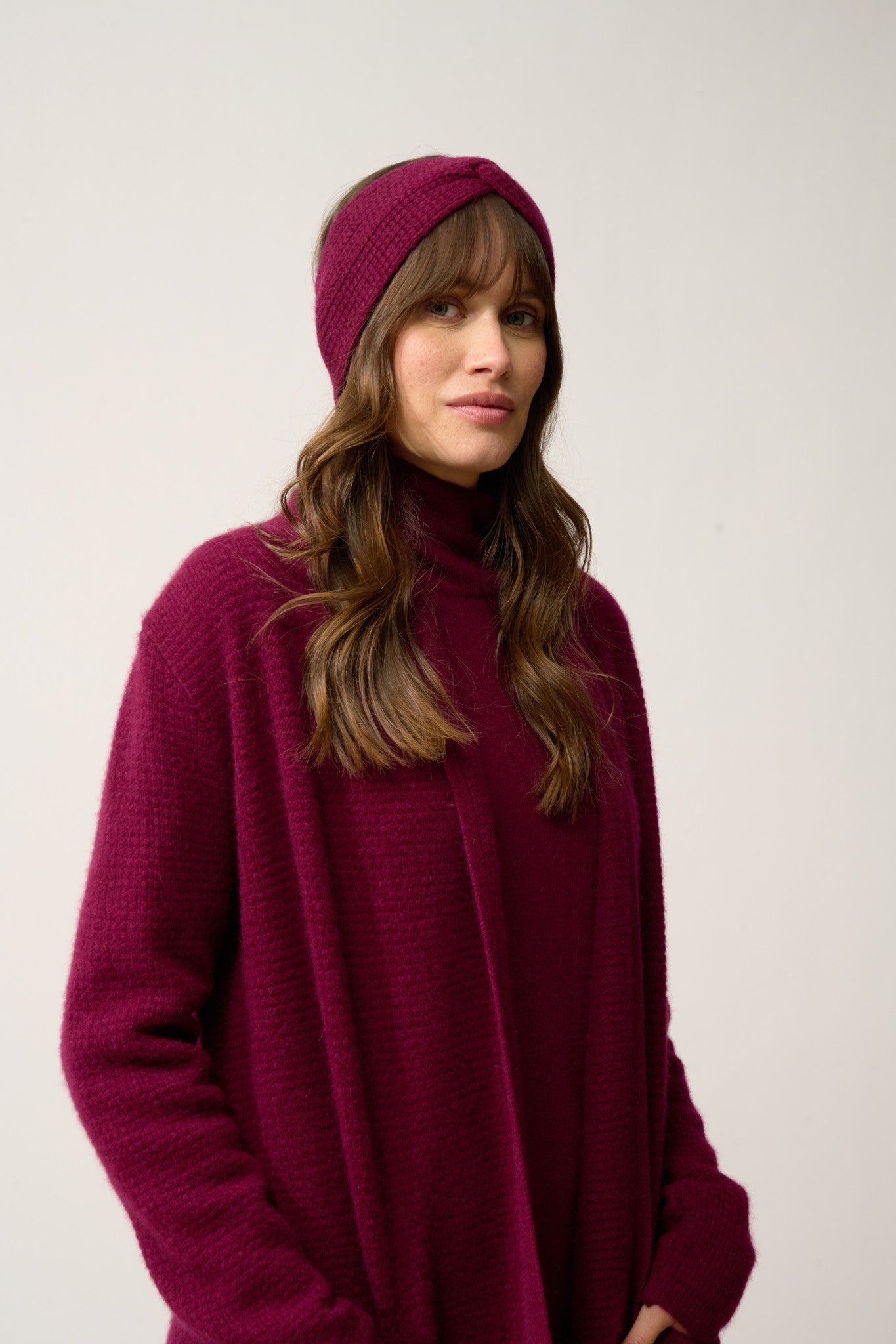 ylfa bandeau 8 fils bordeaux 100% cachemire