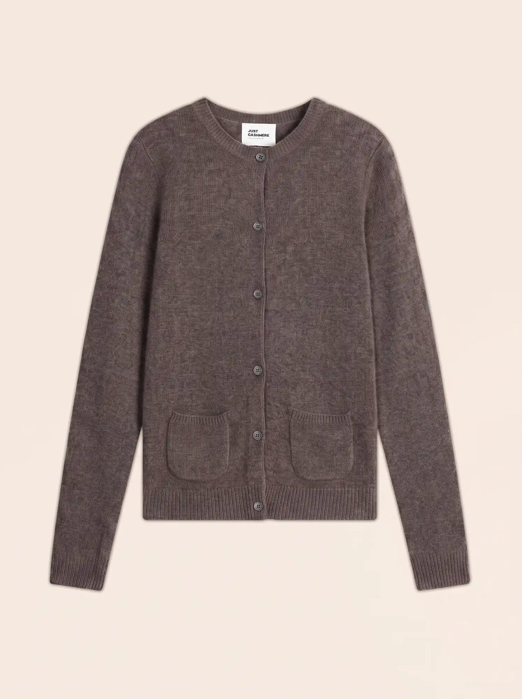 ROSE Cardigan Col Rond 4 Fils Taupe Chiné