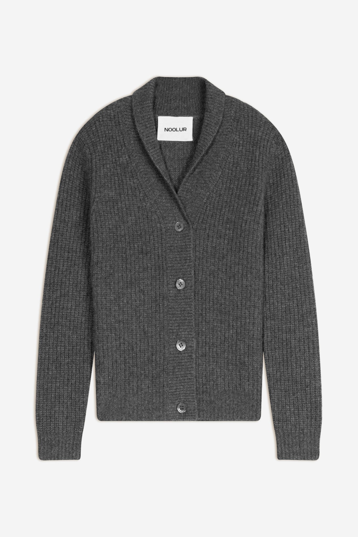 yul veste boutonnée col châle 4 fils anthracite chiné