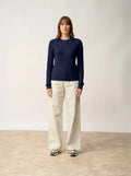 OLIVIA Pull Col Rond 8 Fils Bleu Marine