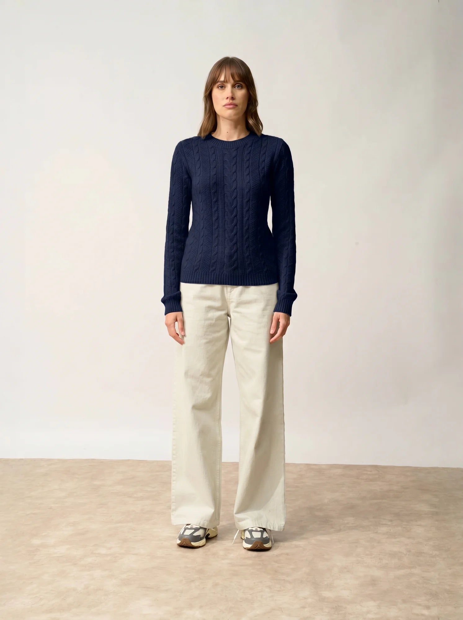 OLIVIA Pull Col Rond 8 Fils Bleu Marine