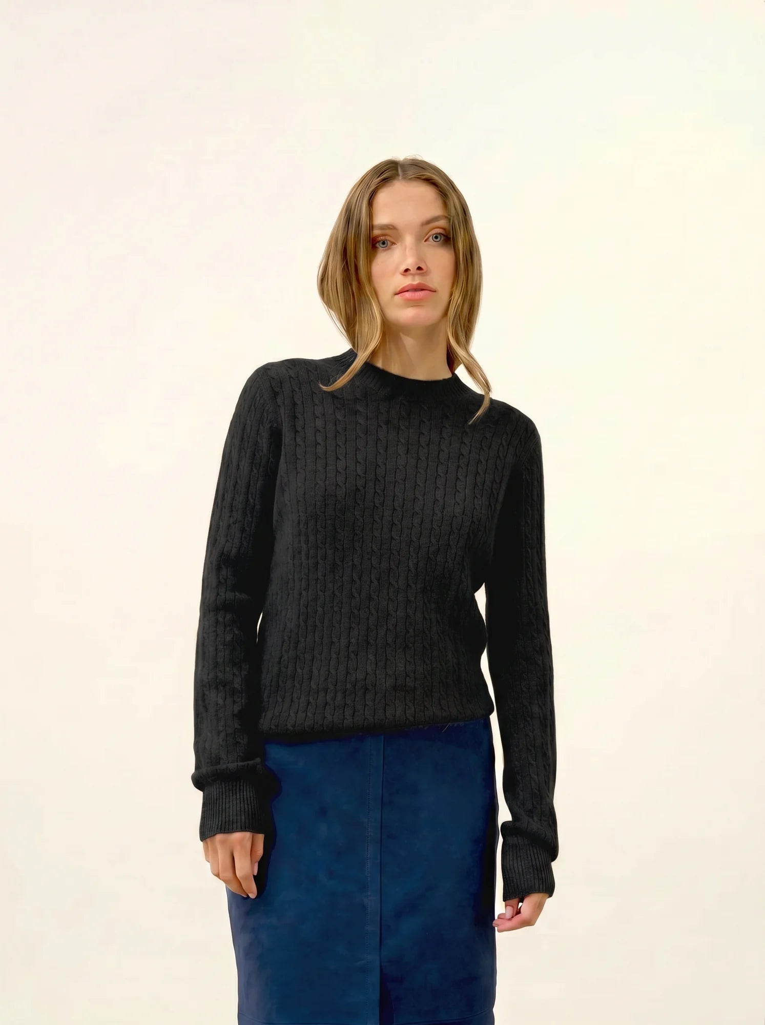JADE Pull Col Rond Noir