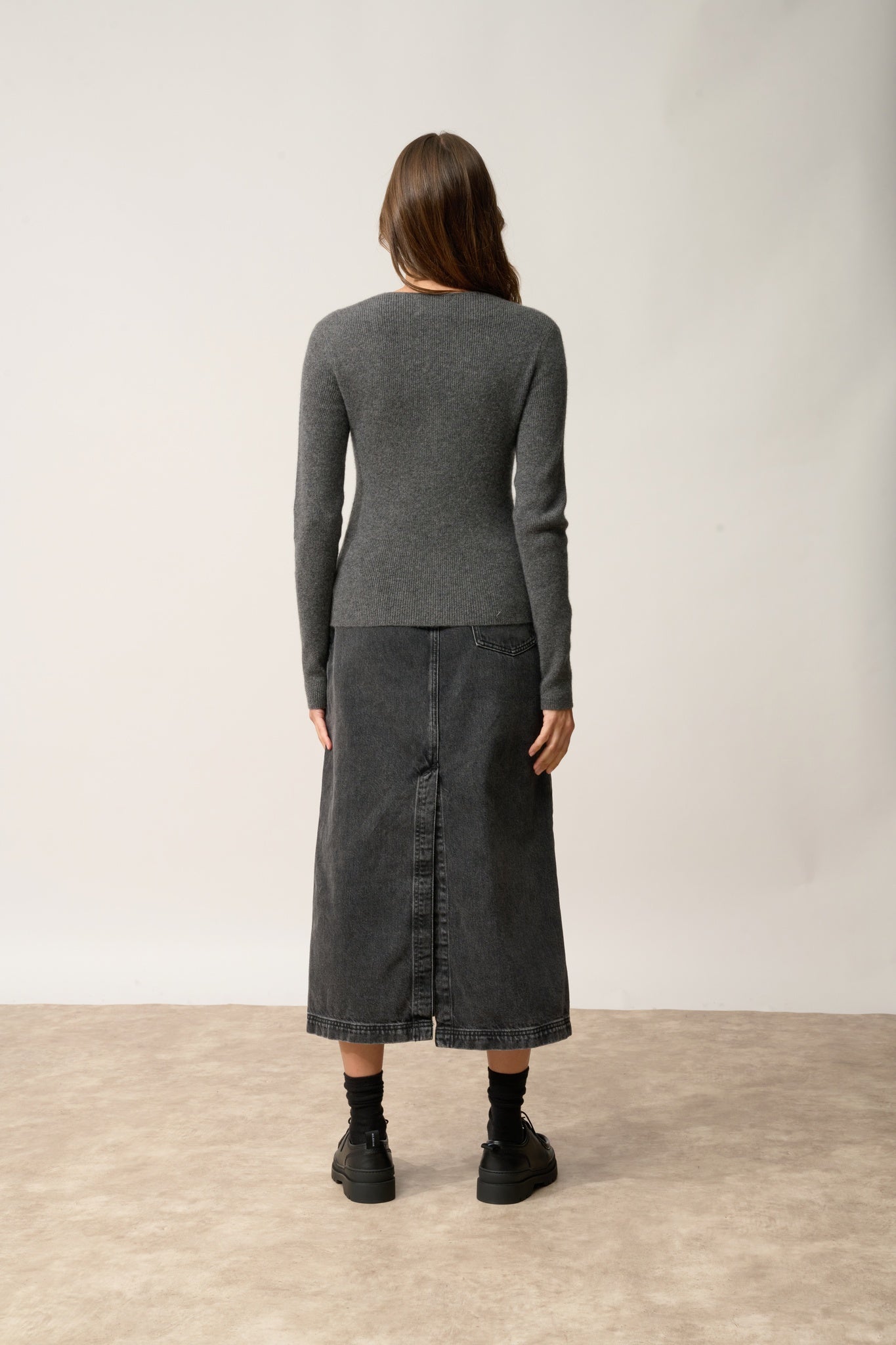 ZION v-neck cardigan anthracite mottled