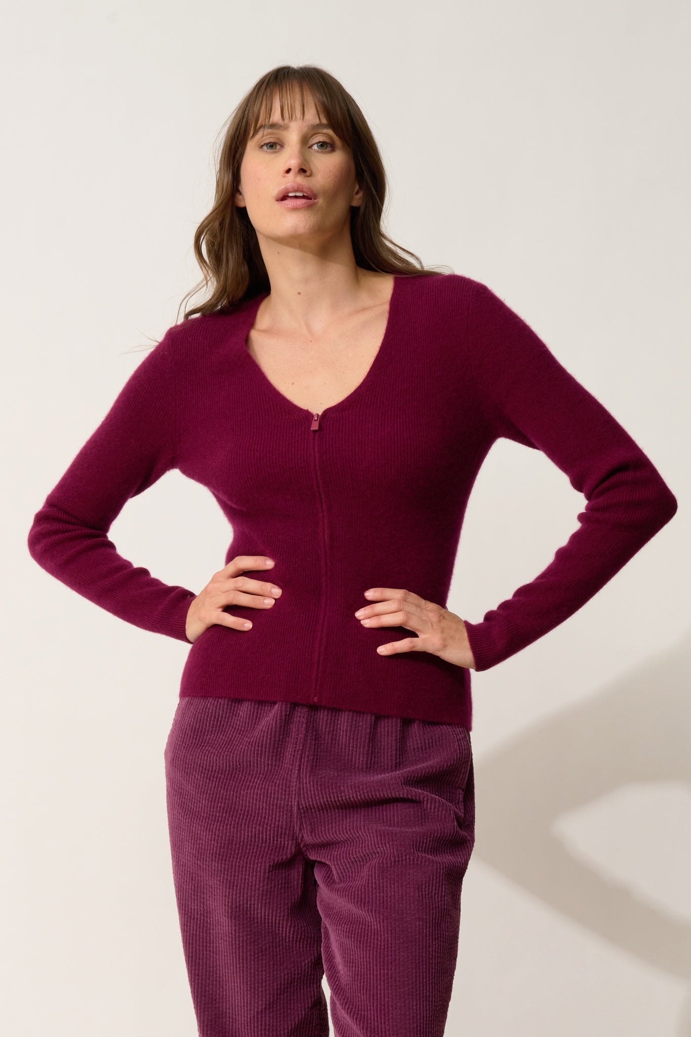 ZION burgundy v-neck cardigan