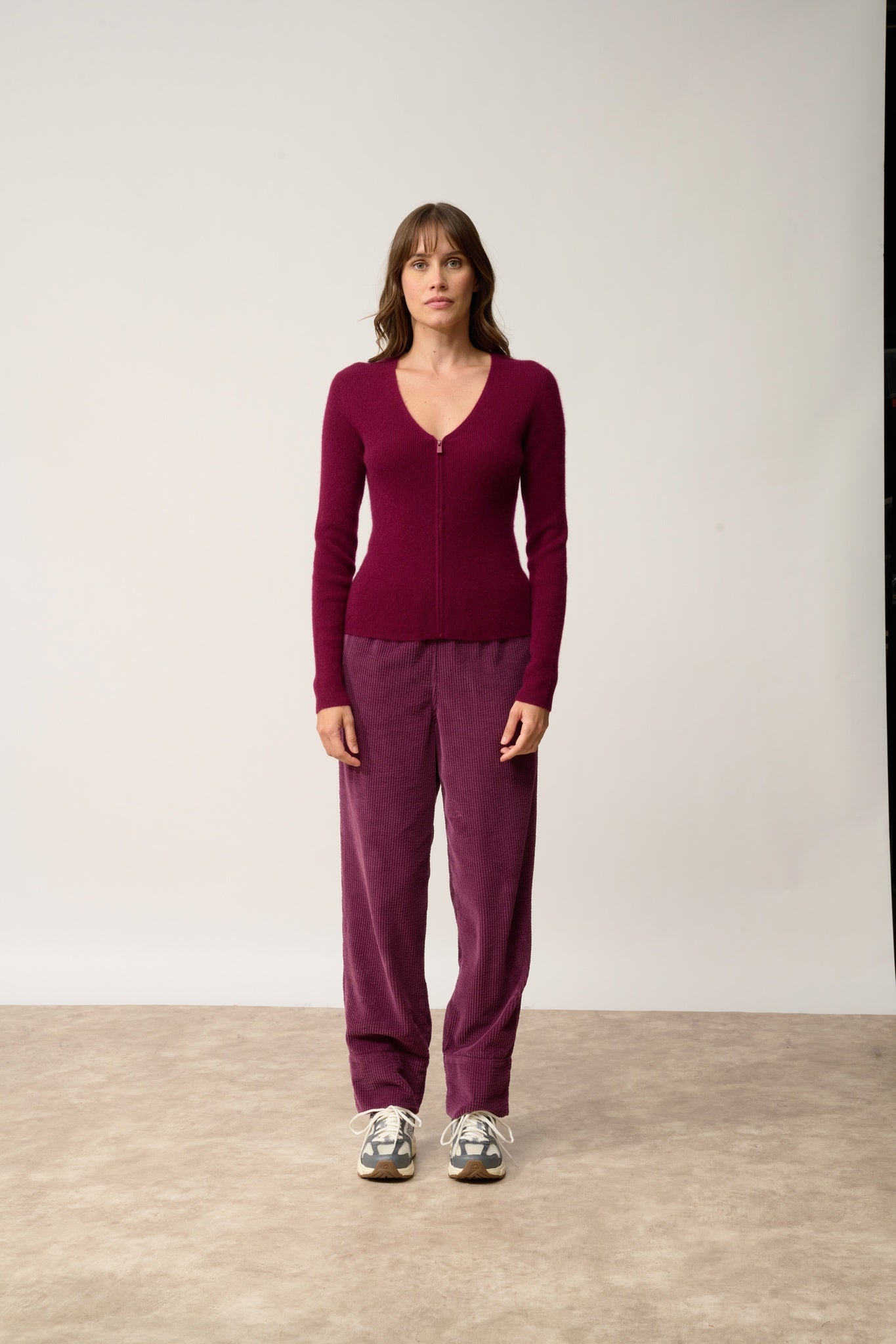 ZION burgundy v-neck cardigan