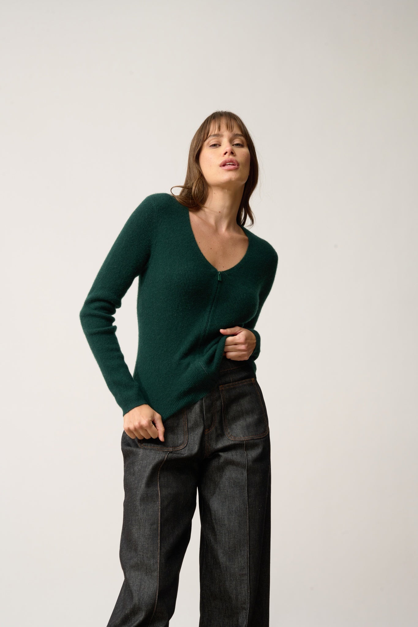 ZION v-neck cardigan cypress