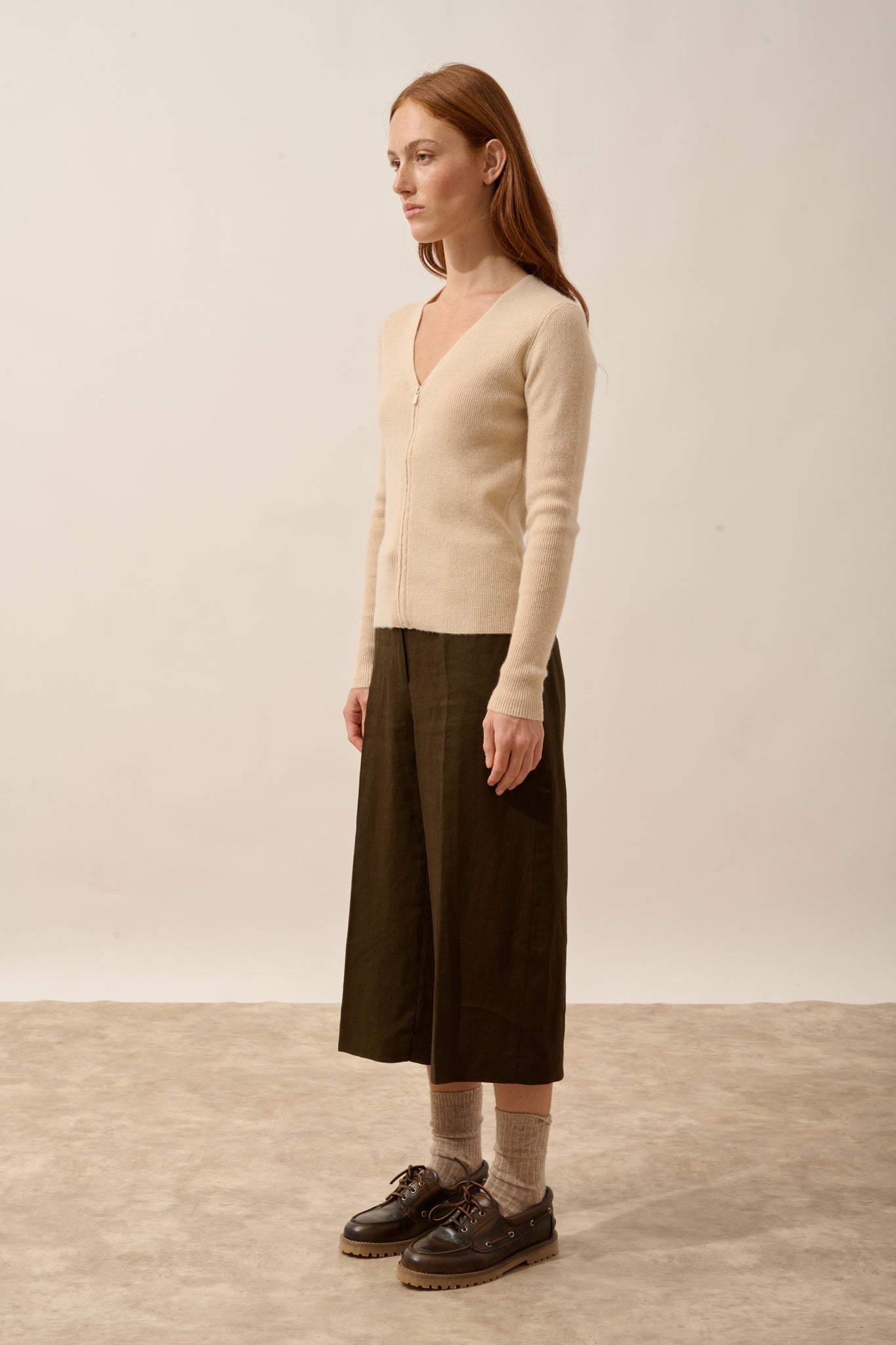 ZION sand V-neck cardigan