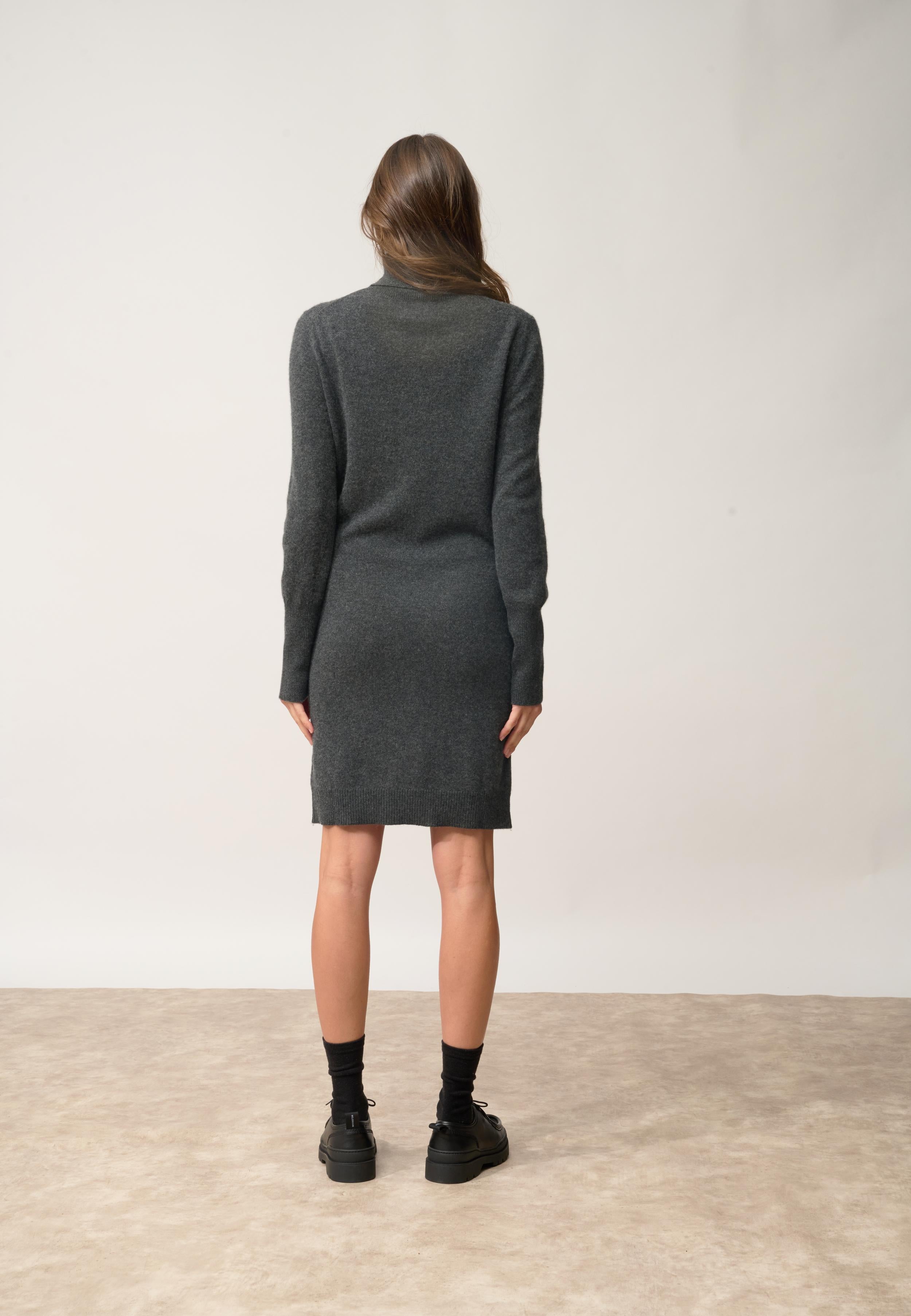 ZOELA robe col roulé carbone chiné