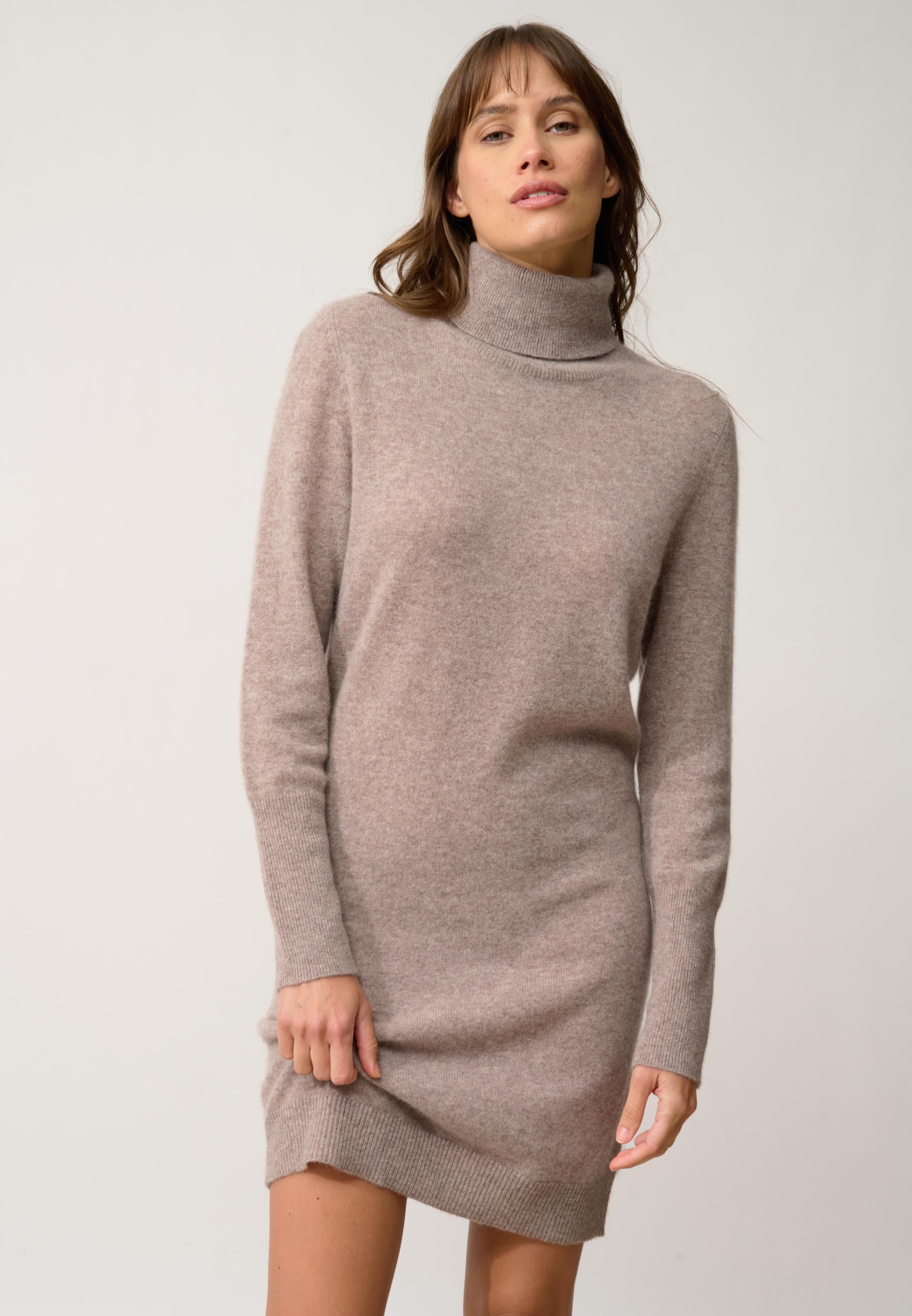 ZOELA robe col roulé caribou chiné