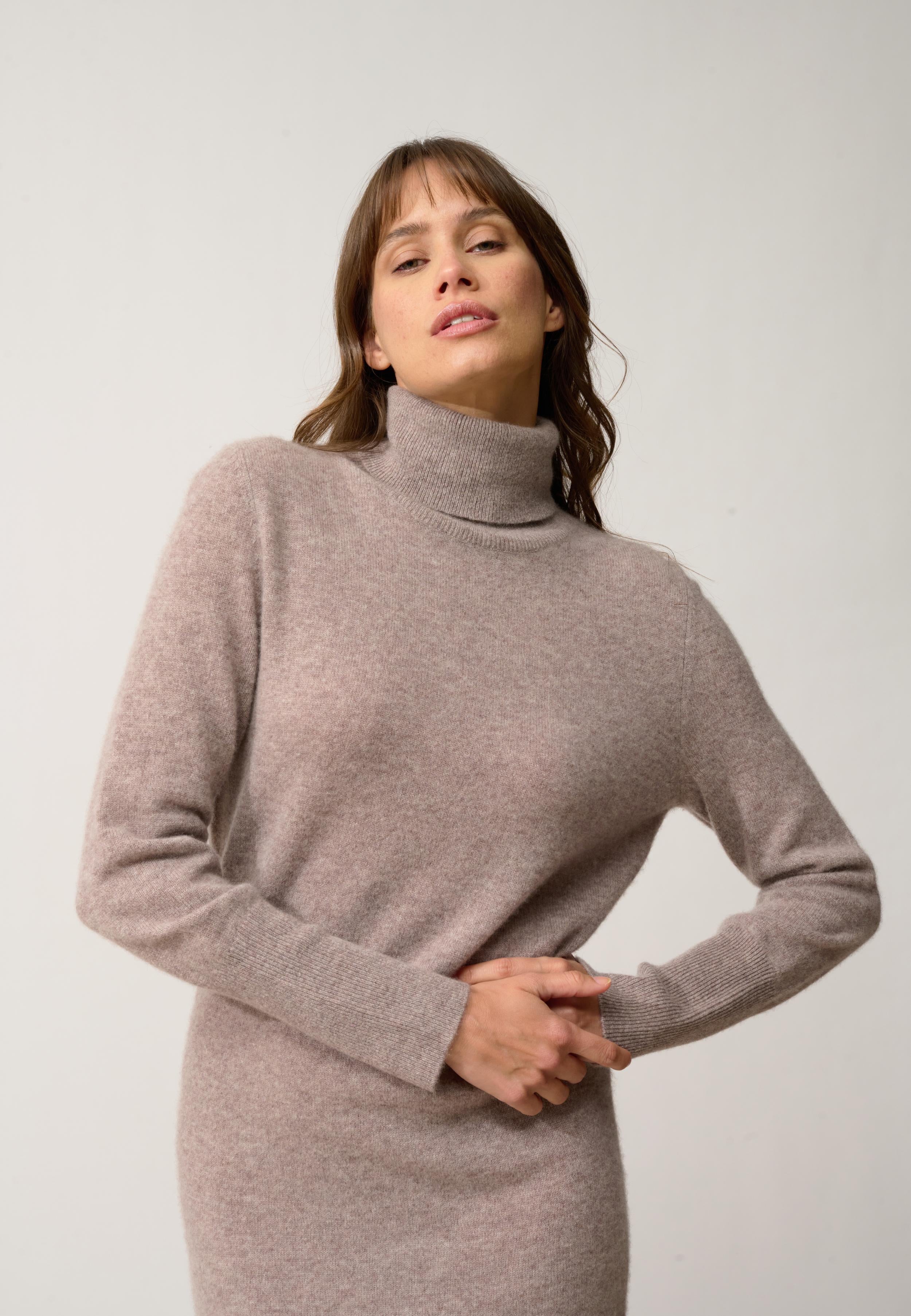 ZOELA robe col roulé caribou chiné