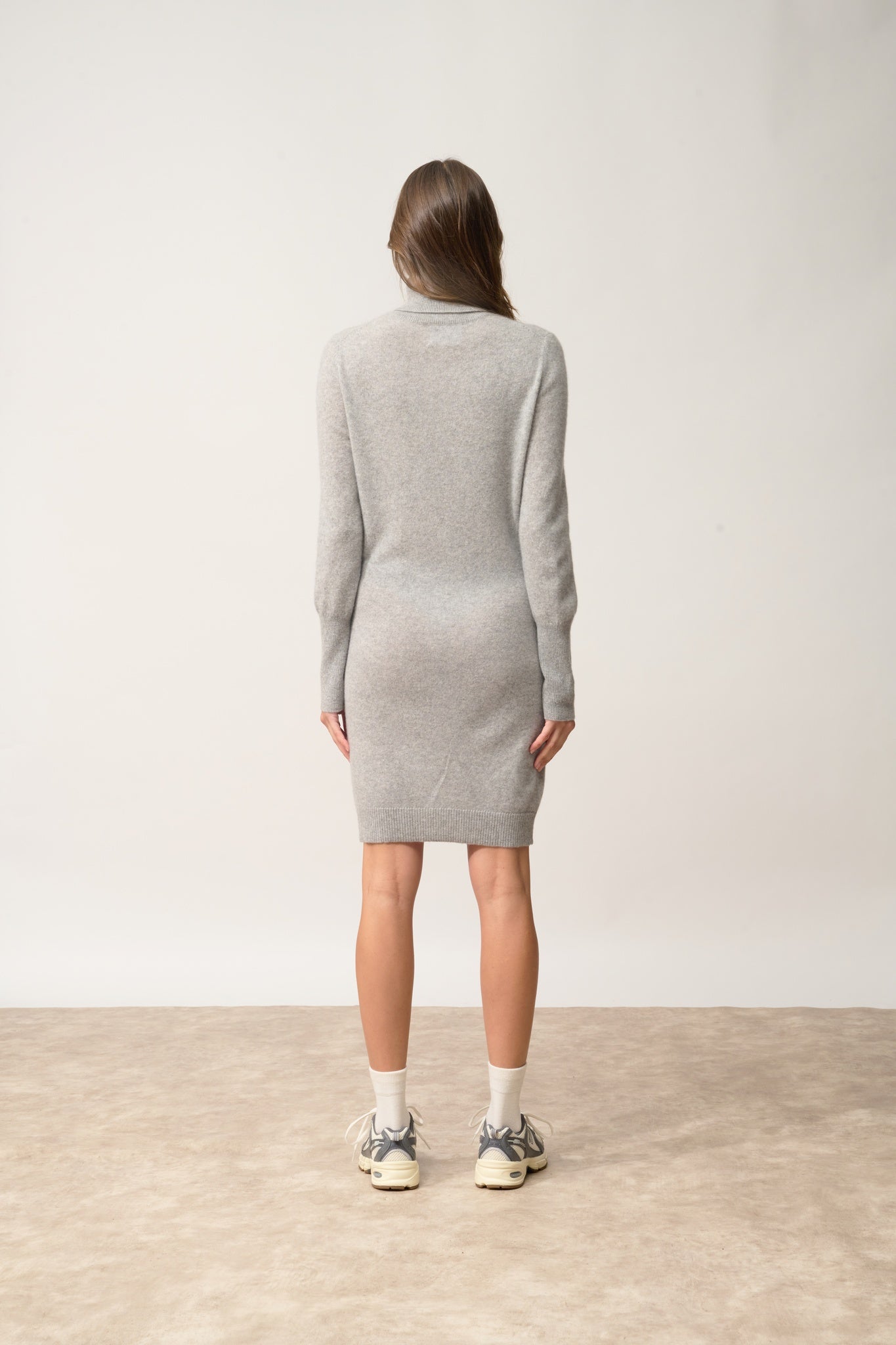 ZOELA mouse grey turtleneck dress