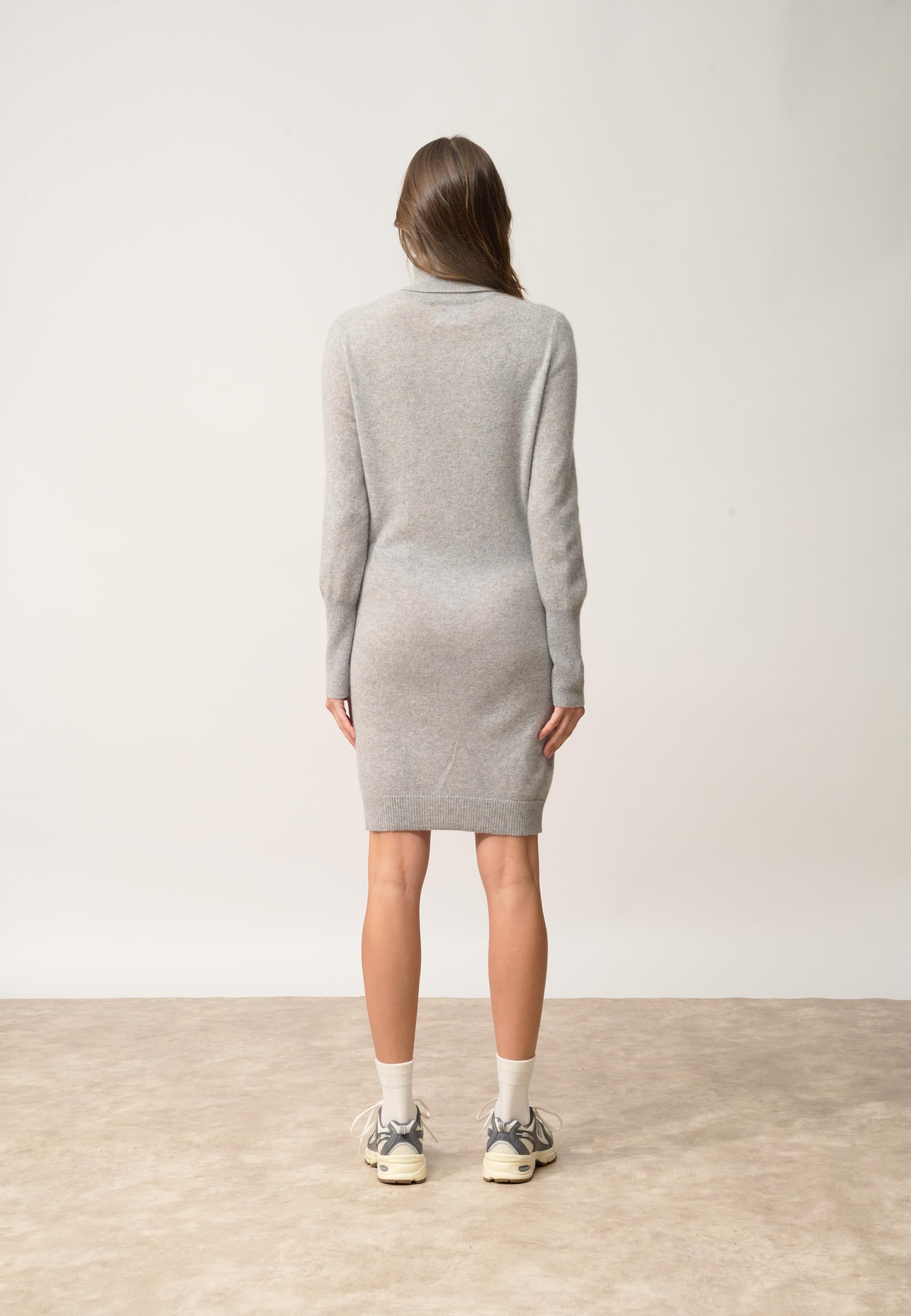 ZOELA robe col roulé gris souris chiné