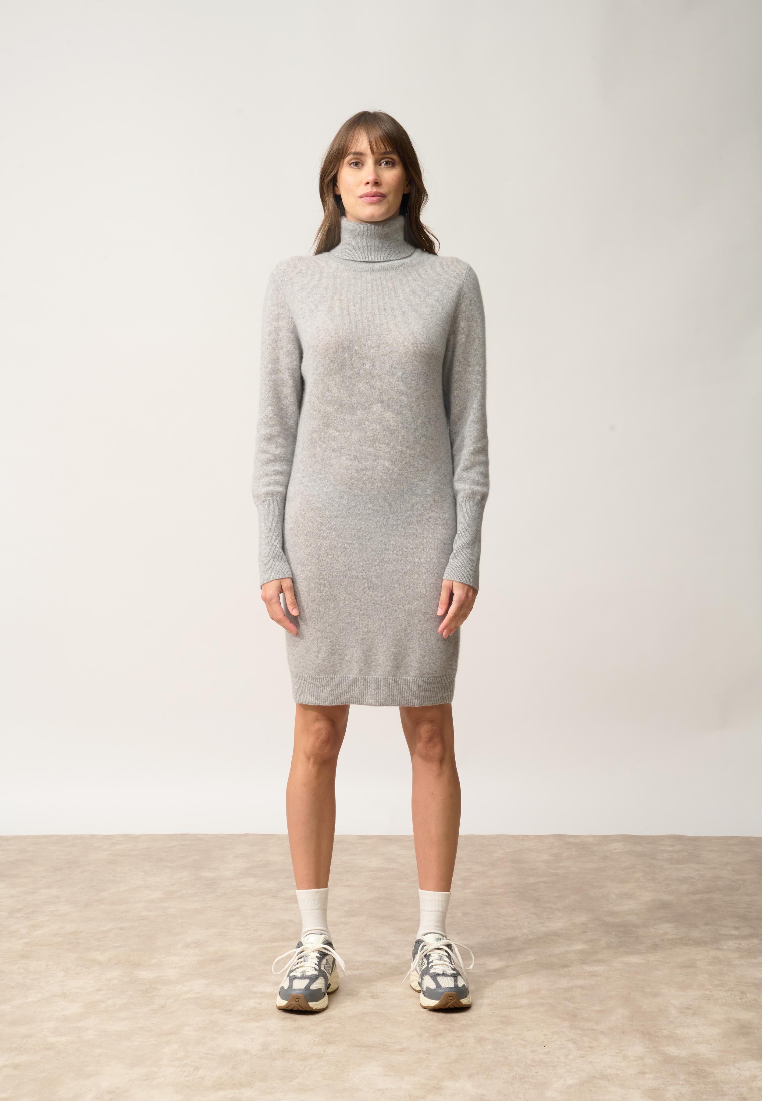ZOELA robe col roulé gris souris chiné