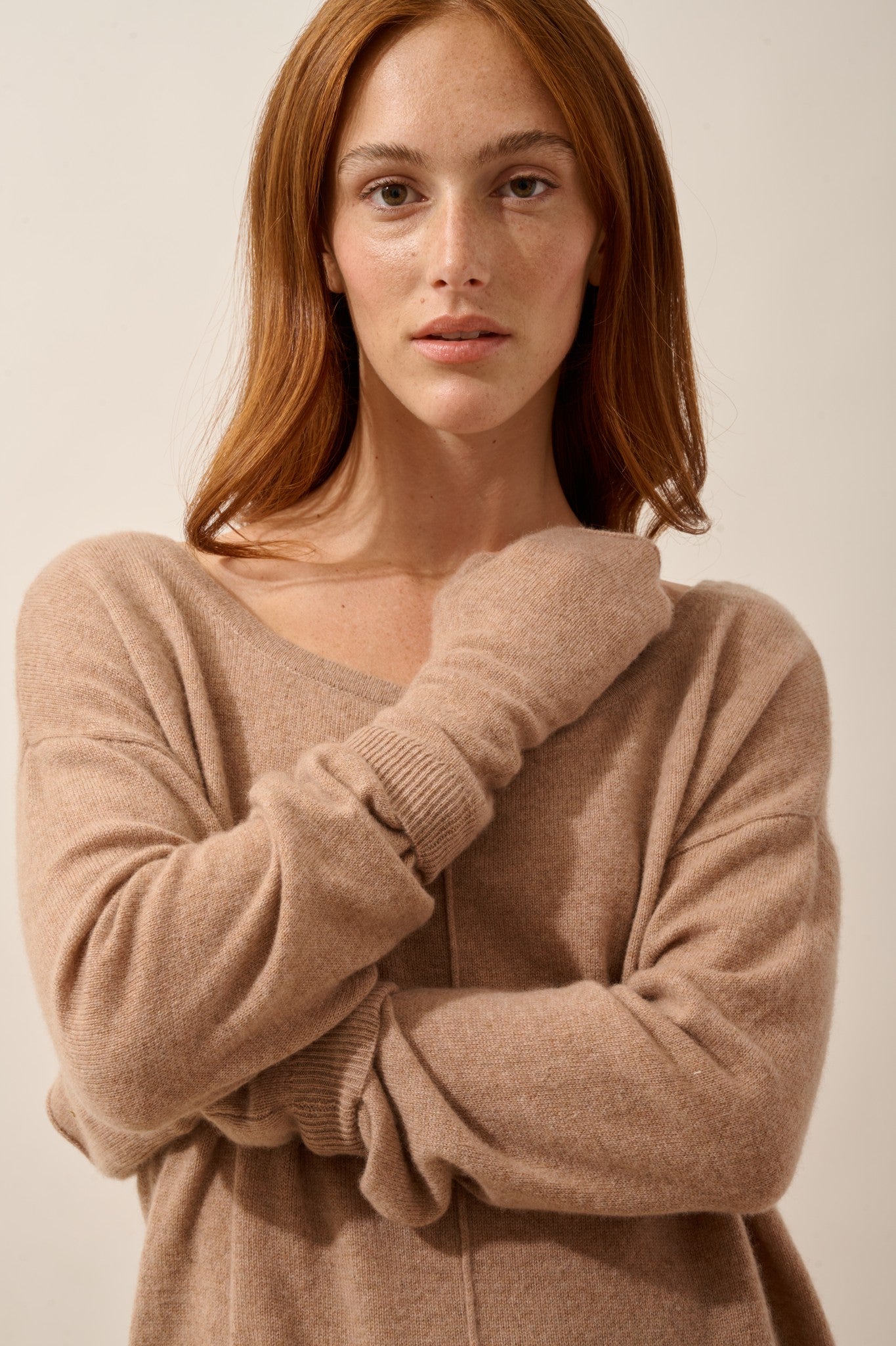 zoe mitaines camel chiné 100% cachemire