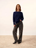 FRIO Pull Col Rond 4 Fils Bleu Marine