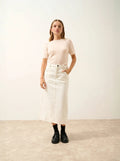 LAÏSA T-Shirt Col Rond Beige Chiné