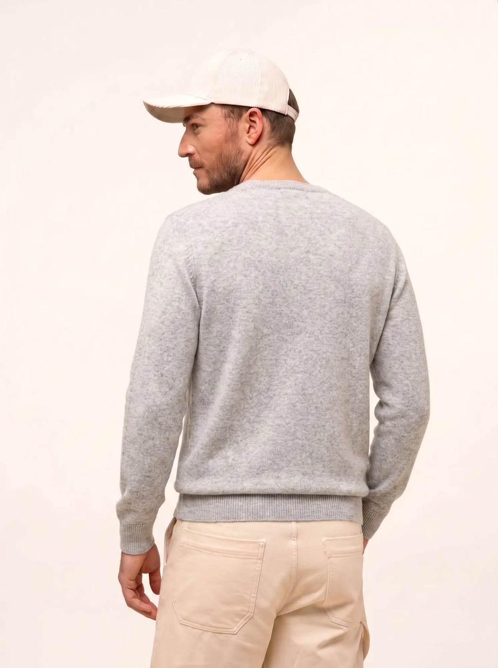 TOM Pull Col V Gris Perle Chiné