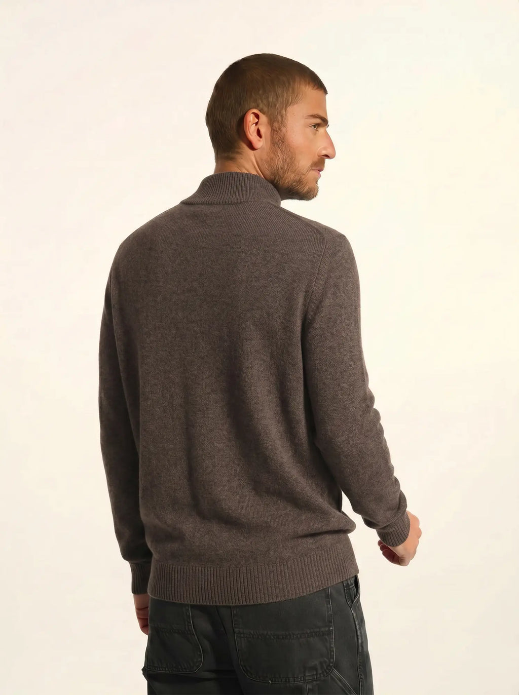 LEONIE Pull Camionneur 4 Fils Taupe Chiné
