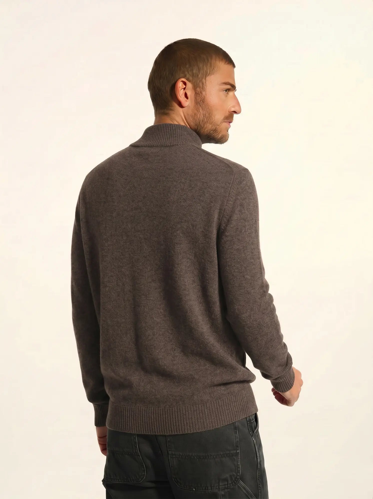 LEONIE Pull Camionneur 4 Fils Taupe Chiné