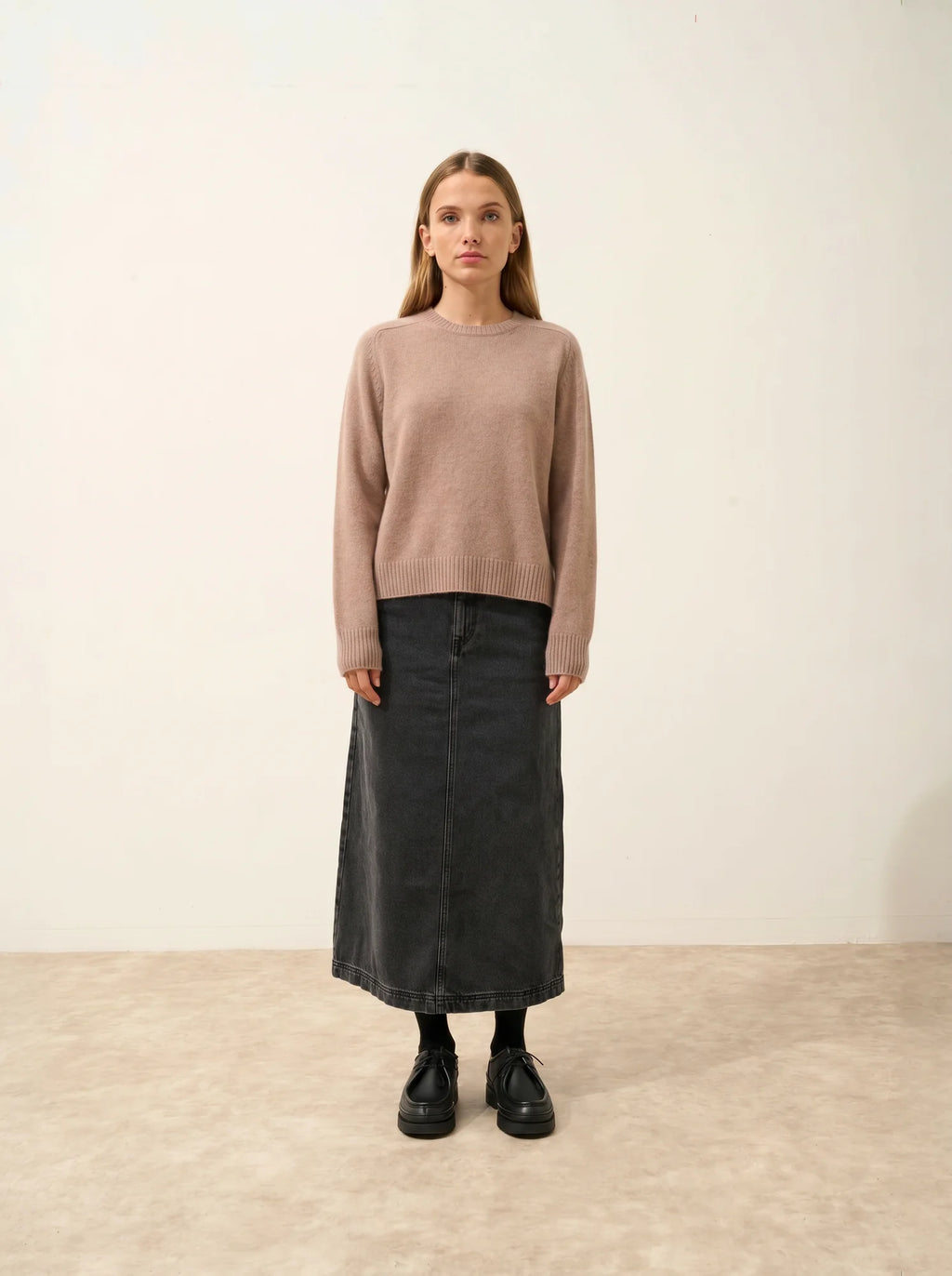 LAVINIA Pull Col Rond 4 Fils Camel Chiné