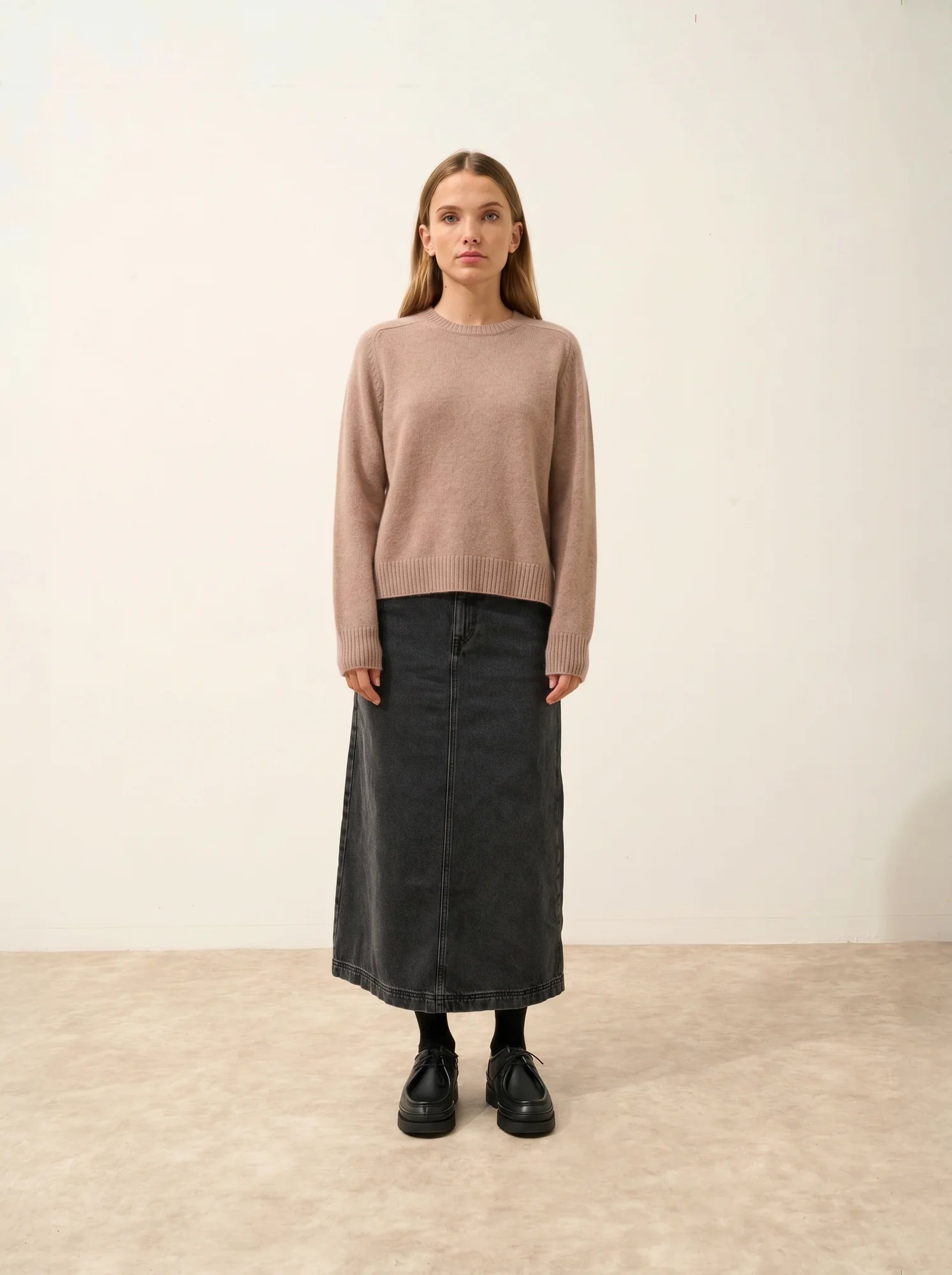 LAVINIA Pull Col Rond 4 Fils Camel Chiné