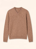 Pull Col V 4 Fils Camel Chiné