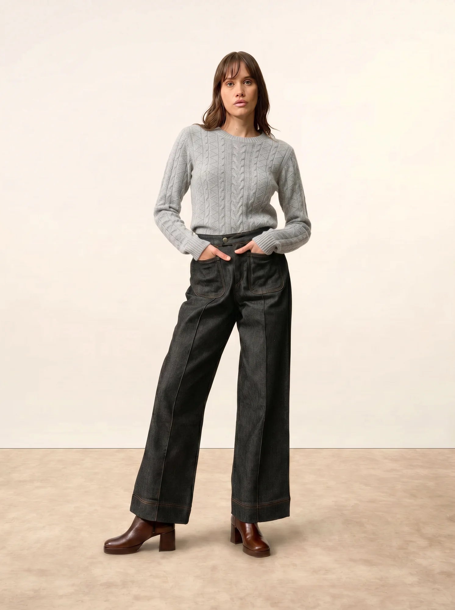 OLIVIA Pull Col Rond 8 Fils Nuage Chiné