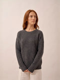 LOUNA Pull Col Rond 4 Fils Anthracite Chiné
