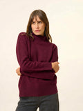 ROMY Pull Col Montant 4 Fils Bordeaux
