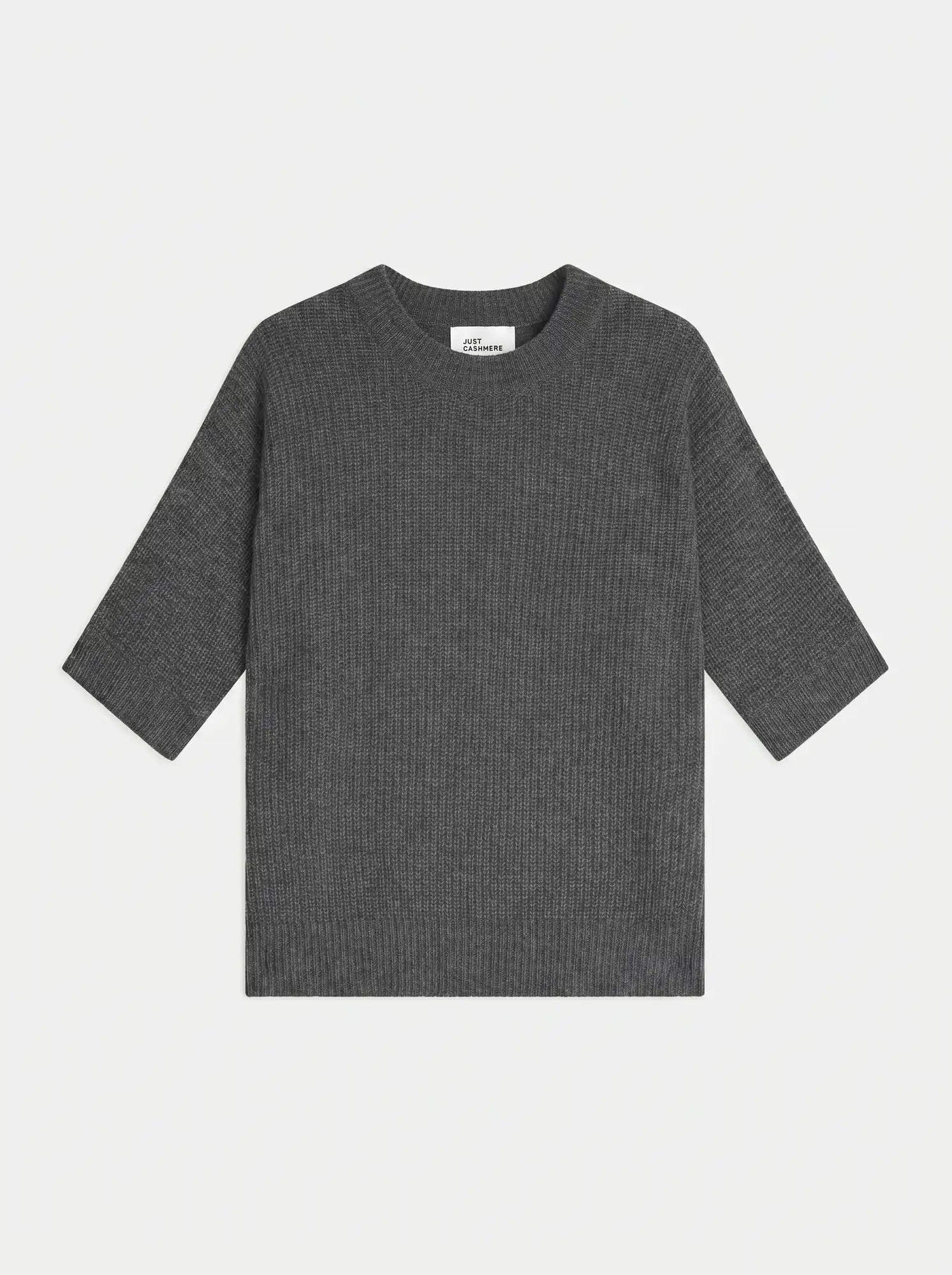 ÉRINA T-Shirt Col Bateau Chauve Souris 4 Fils Anthracite Chiné