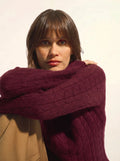 OLIVIA Pull Col Rond 8 Fils Bordeaux