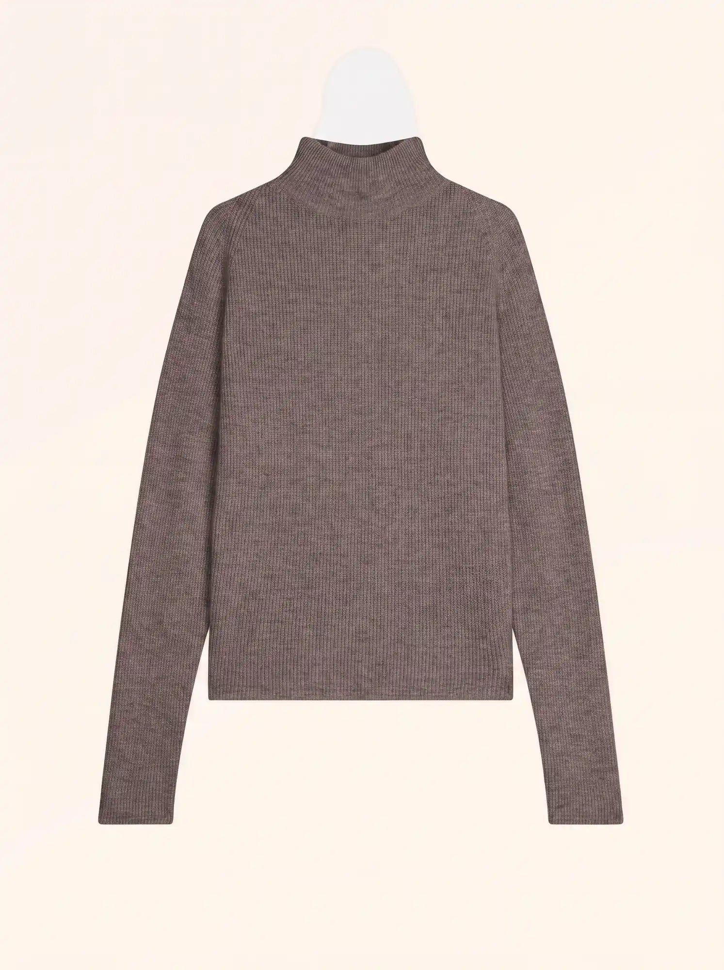 ALYSSA Pull Col Montant Taupe Chiné