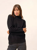 ROMY Pull Col Montant 4 Fils Noir