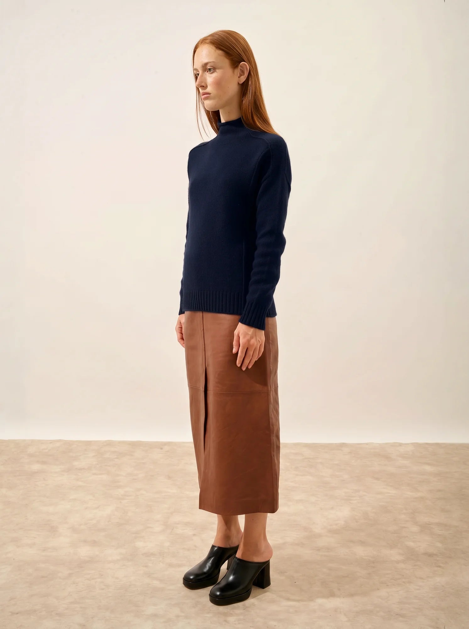 GLACIELA Pull Col Montant 4 Fils Bleu Marine