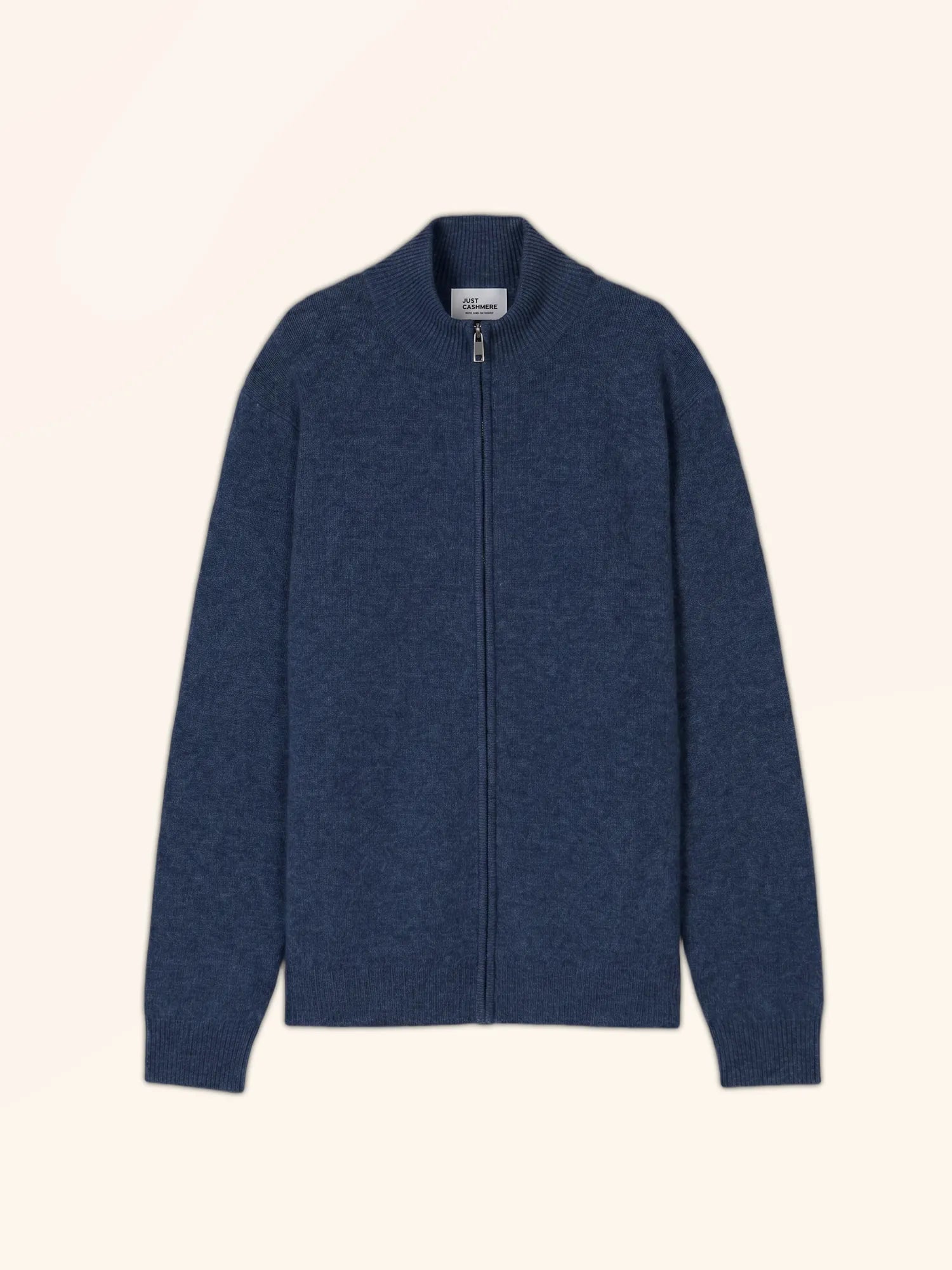 CHARLOTTE Gilet Zippé Col Camionneur 4 Fils Océan Chiné