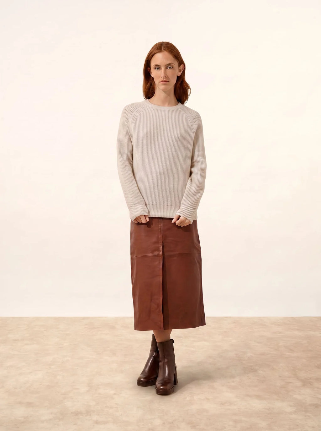 FRIO Pull Col Rond 4 Fils Neige