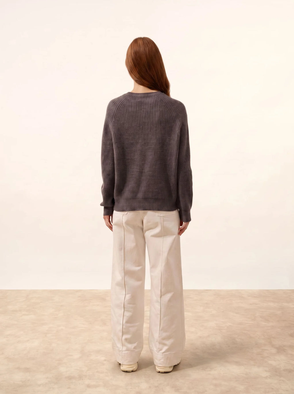 FRIO Pull Col Rond 4 Fils Taupe Chiné