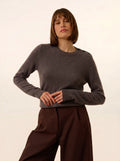 ORELIEN Pull Col Rond Marin Taupe Chiné