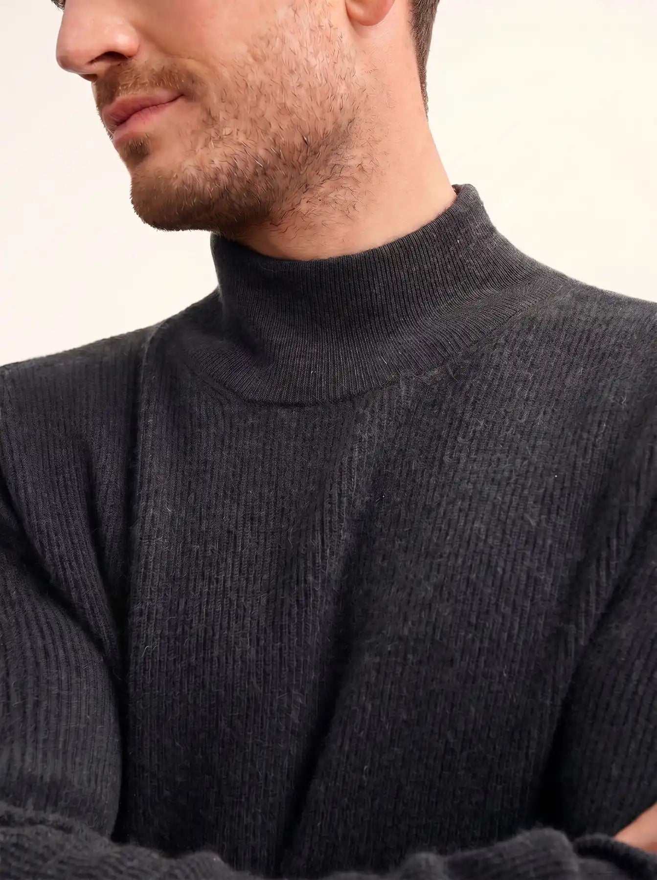 EVA Pull Col Montant Anthracite Chiné