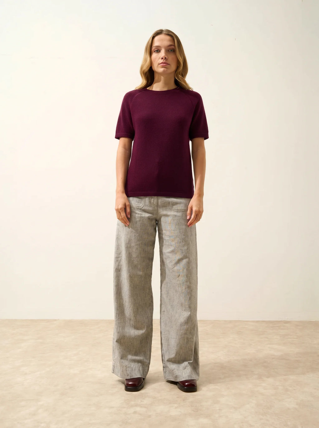 LAÏSA T-Shirt Col Rond Bordeaux