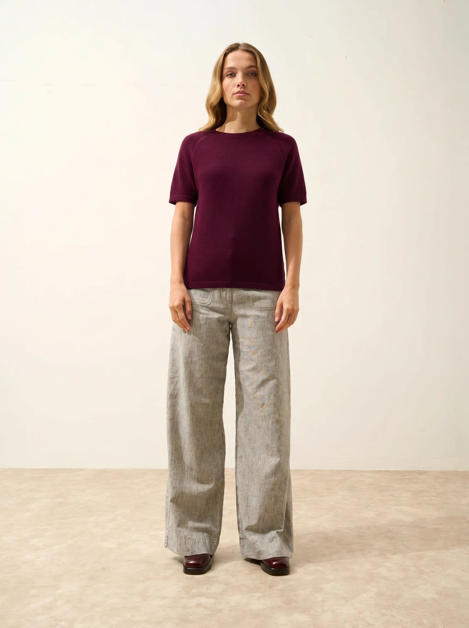 LAÏSA T-Shirt Col Rond Bordeaux