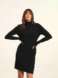 ZOELA Robe Col Roulé Noir