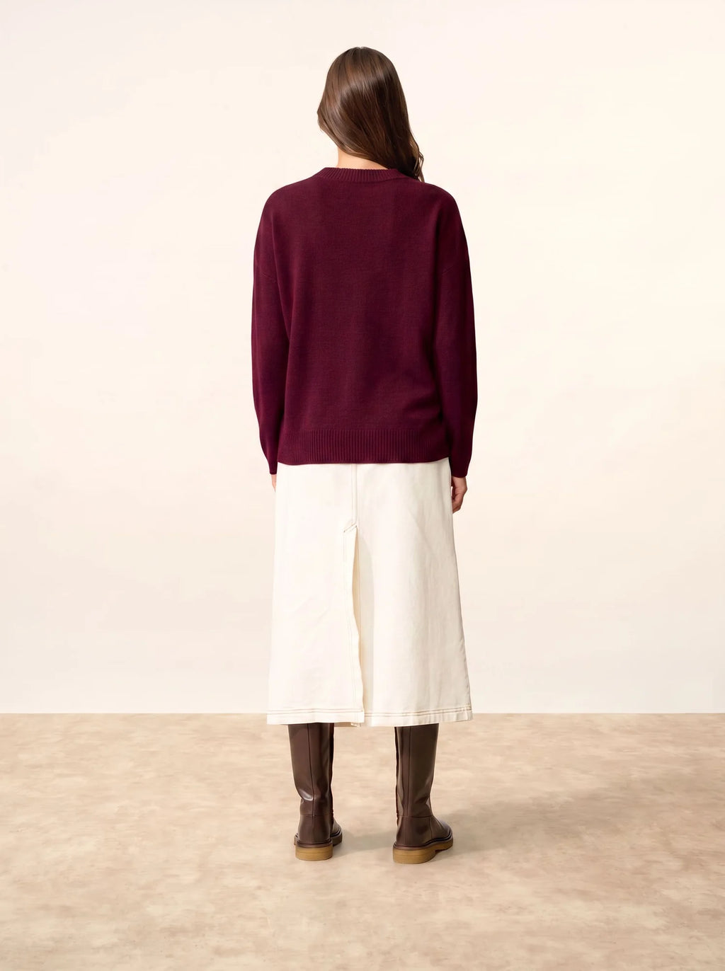 KAYLA Pull Col Rond Bordeaux